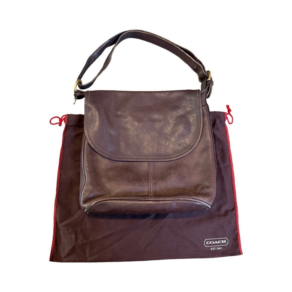Vintage Coach Brown Mahogany Leather Flap Crossbody Bag 4115 Made in USA 1994
